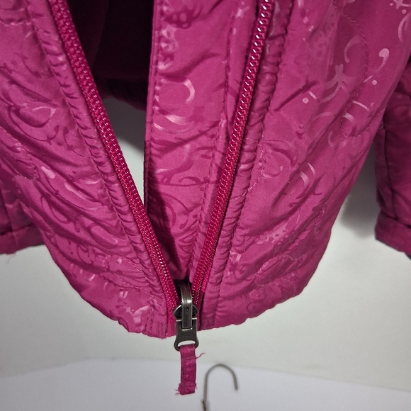 White Sierra Lined Floral Fuschia/Pink Barbiecore Women's Puffer Jacket M - Picture 7 of 12